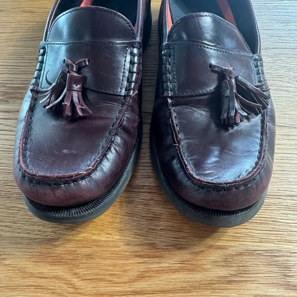 Rockport Mens Burgundy Leather Tassel Loafers Shock Absorbing Shoes Mens Size 10